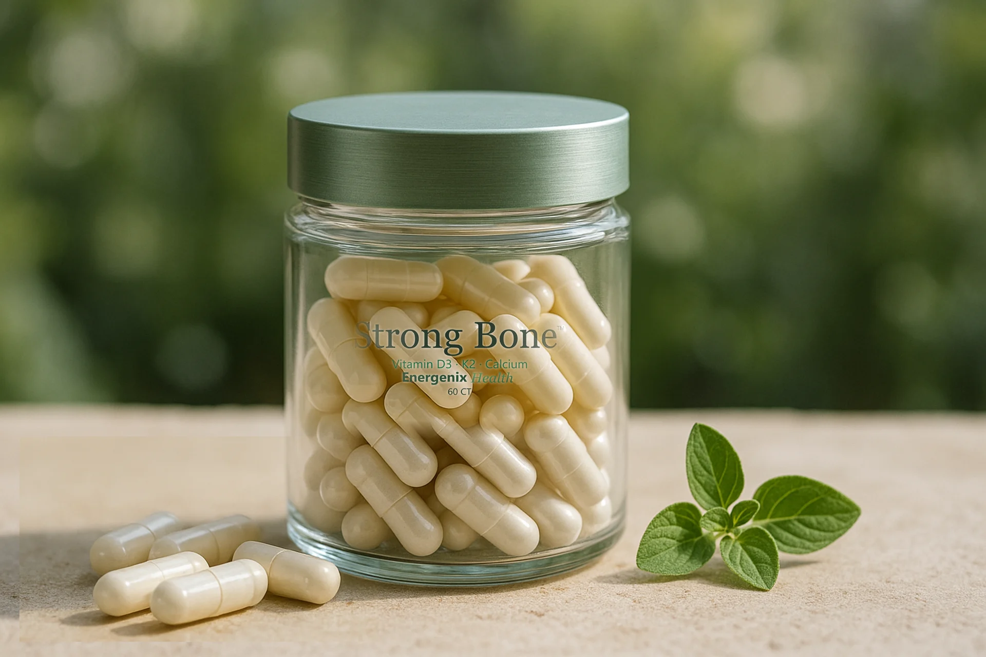 Strong Bone capsules in a glass jar
