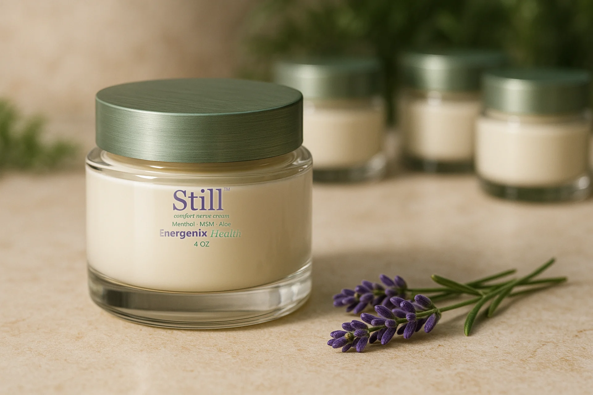 Still comfort nerve cream in a glass jar