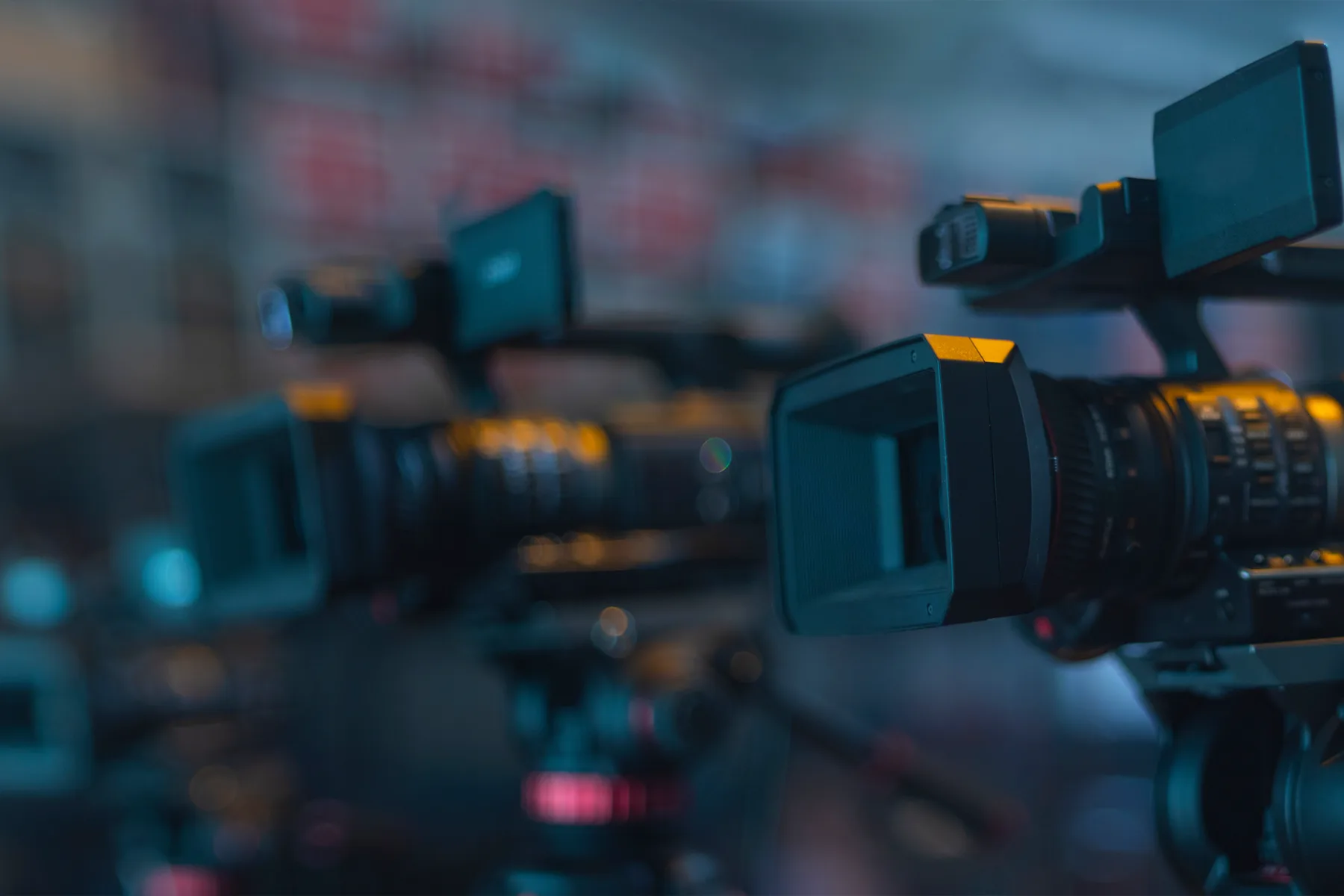 Two studio cameras on pedestals